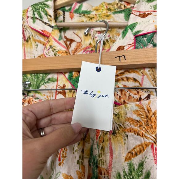 NWT The Lazy Poet Nina Linen Elastic Short Pajama Set Sleepwear Pegasus Size: L - Picture 4 of 11